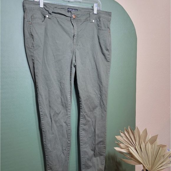 Forever 21 Plus Size 16 Olive Green Skinny Jeans - Picture 2 of 6